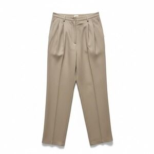 KBS Women's Size 8 Pleated High Waist Trousers Tan Made in USA Rayon Blend Vtg